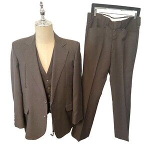 Vtg TREGOS WESTWEAR USA Gray 3pc Suit Mens 40 Pants 31 Western Cowboy Rockabilly